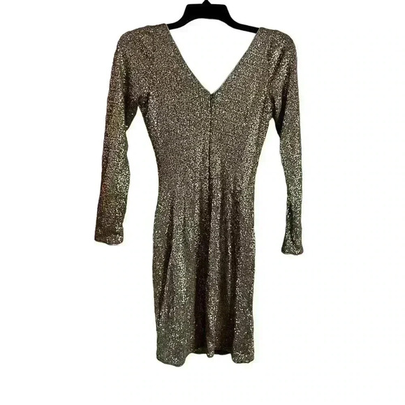 Aidan Mattox Women’s Dress Cocktail Sequin Gold Long Sleeve Size 0 - Picture 5 of 6